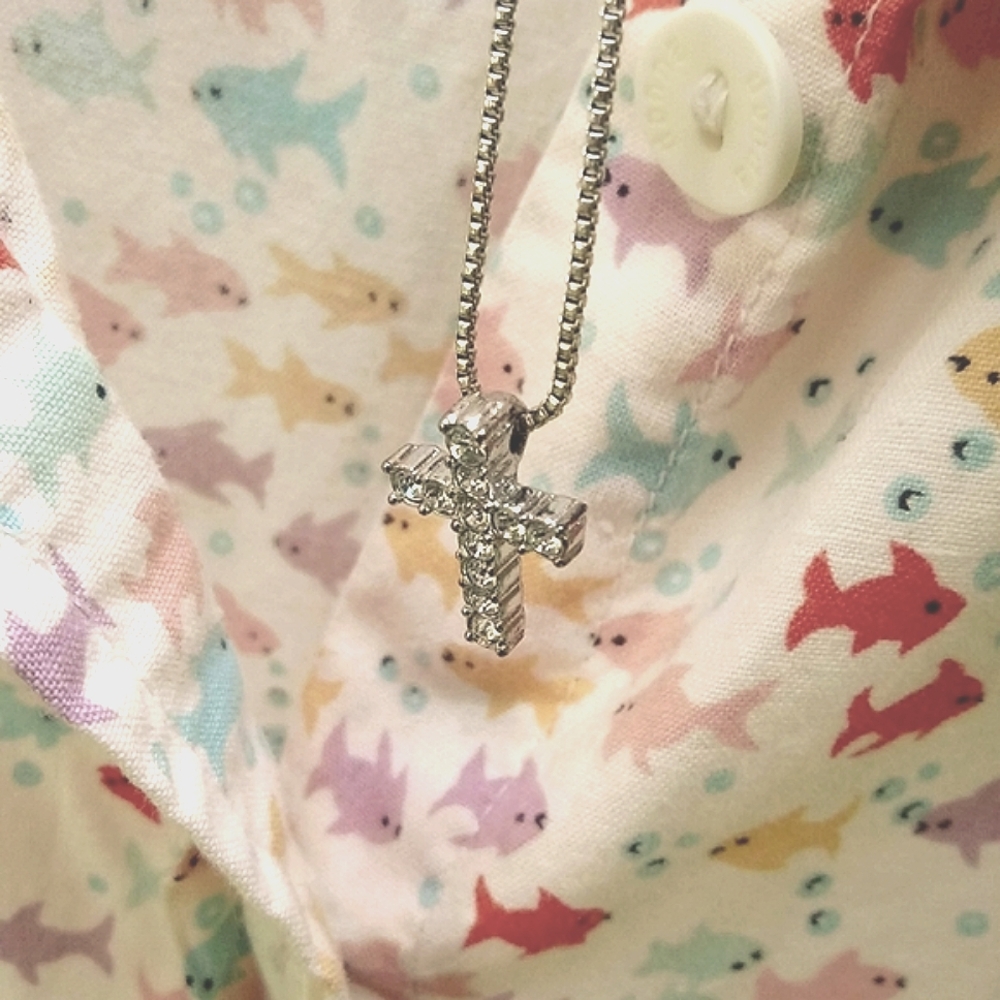Silver Metal Chain Cross 💠✝️ 8.5" Chain Necklace - Picture 2 of 16